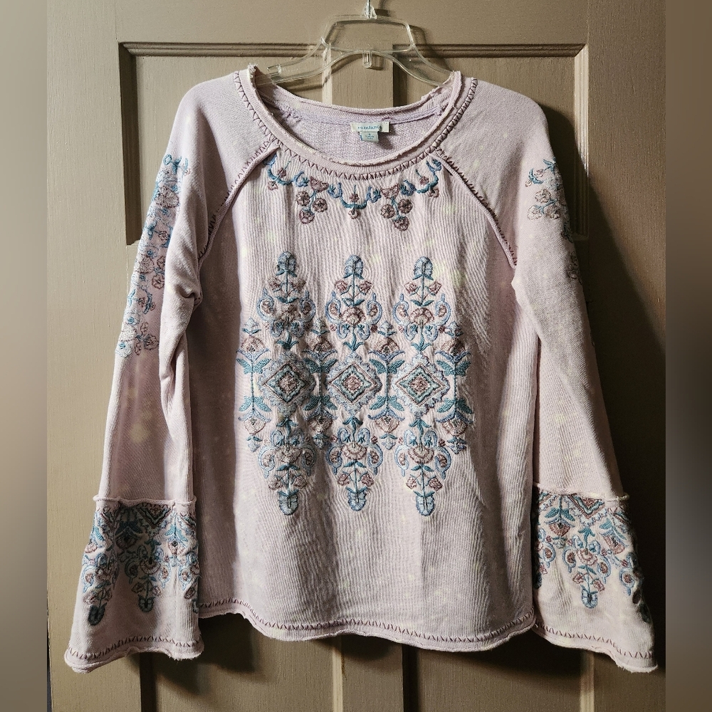 Sundance Zinnia Embroidered Sweatshirt Size Small